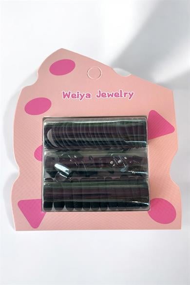 Siyah Renk Lastik Toka Ve Mini Mandal Toka Set