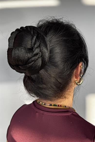 Siyah Renk Örgülü Topuz Tokası