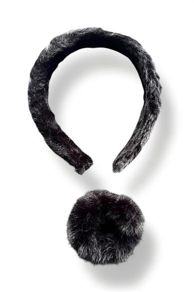 Siyah Renk Peluş Taç Ve Simit Toka Set