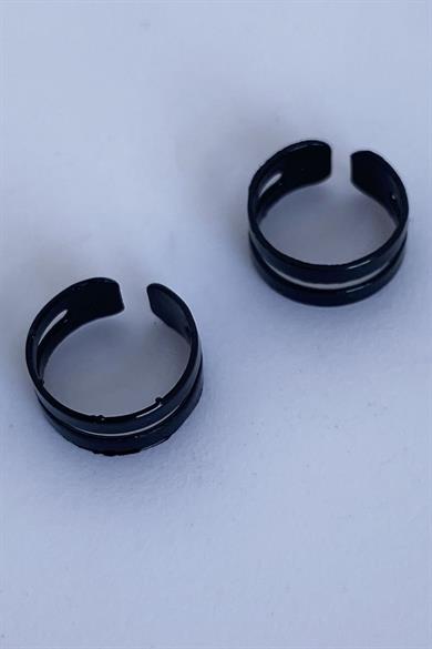 Siyah Renk Sıkıştırmalı Ear Cuff Unisex Halka Küpe (Çift)