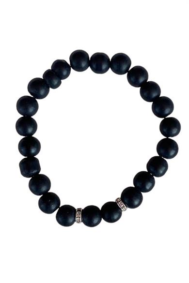 Siyah Renk Taş Detaylı Erkek Bileklik 