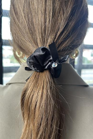 Siyah Renk Taş Detaylı Simit Toka