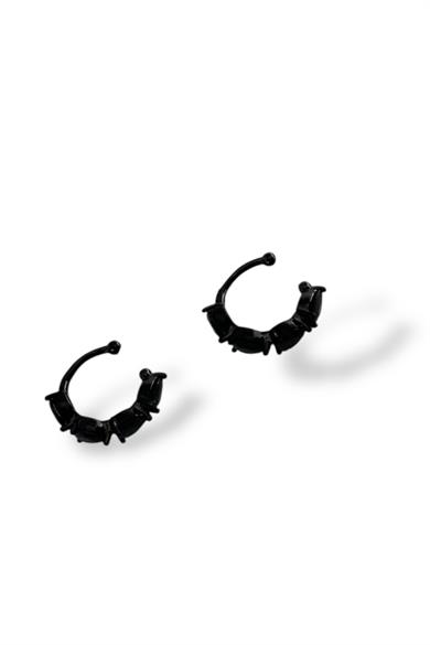 Siyah Renk Taş Detaylı Xuping Çelik Ear Cuff (Çift)