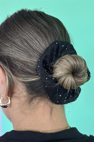 Siyah Renk Taşlı Simit Toka