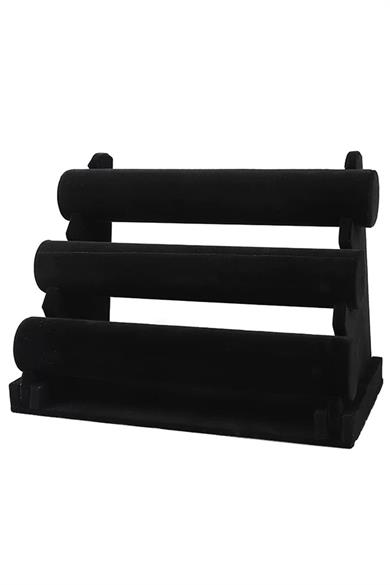 Siyah Renk Üç Katlı Süet Saat/Bileklik Takı Standı