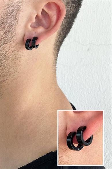 Siyah Renk Unisex Halka Küpe (Çift)