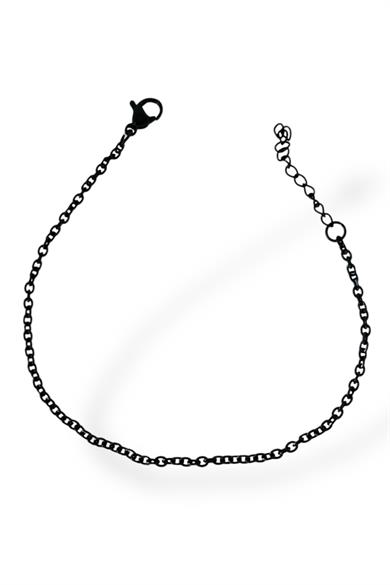 Siyah Renk Zincir Detaylı Çelik Erkek Bileklik