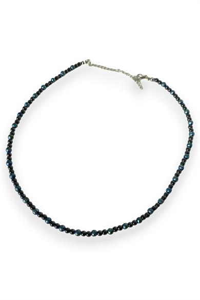 Siyah Ve Mavi Renk Boncuk Detaylı Erkek Kolye