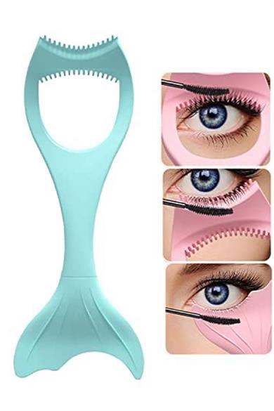 Turkuaz Renk Alt ve Üst Kirpik Rimel Ve Eyeliner Sürme Aparatı