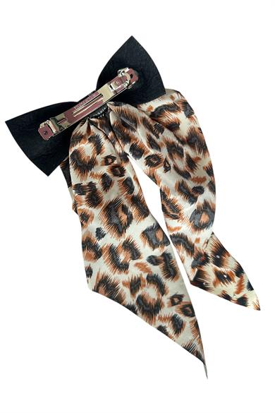 Turuncu Renk Leopar Desenli Taş Detaylı Otomat Toka