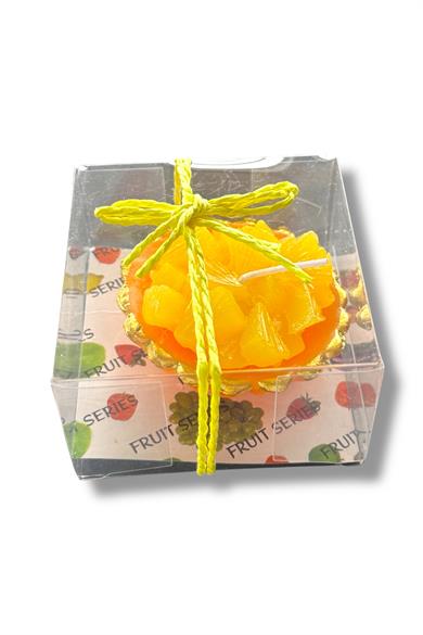 Turuncu Ve Sarı Renk Ananas Figürlü Kokulu Dekoratif Mum