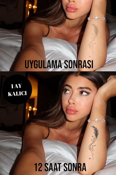 Tüy Figürlü 12 Saat Sonra Kararan Geçici Dövme Tattoo