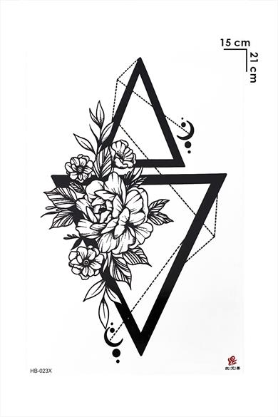 Üçgen ve Gül Geçici Dövme Tattoo