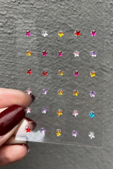 Vücut Ve Yüz Taşı/ Karışık Renk Yıldız Figürlü Sticker