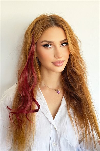 Yan Çıt Çıt Postiş / Bordo Dalgalı / 50 Cm