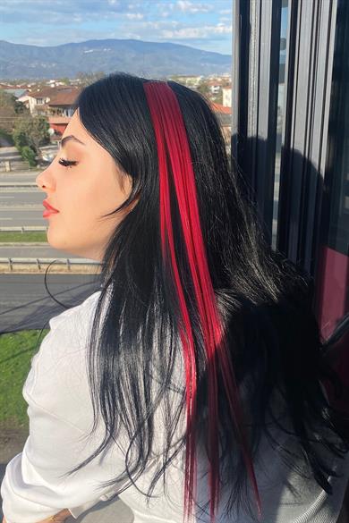 Yan Çıt Çıt Postiş / Bordo Renk / 50 Cm