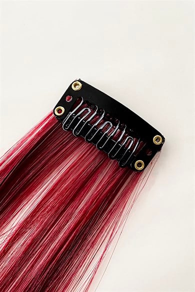 Yan Çıt Çıt Postiş / Bordo Renk / 50 Cm