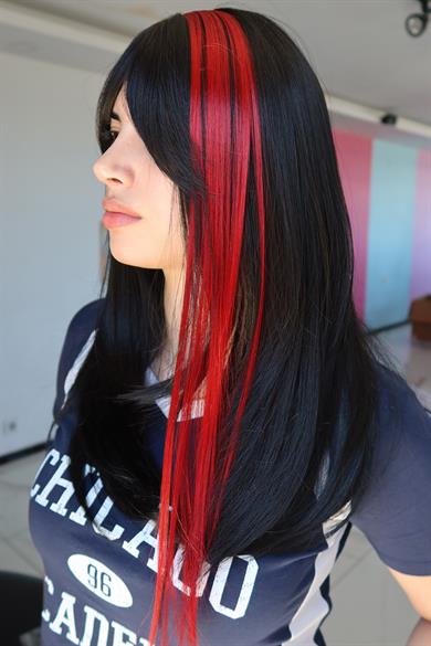 Yan Çıt Çıt Postiş / Bordo Renk / 50 Cm