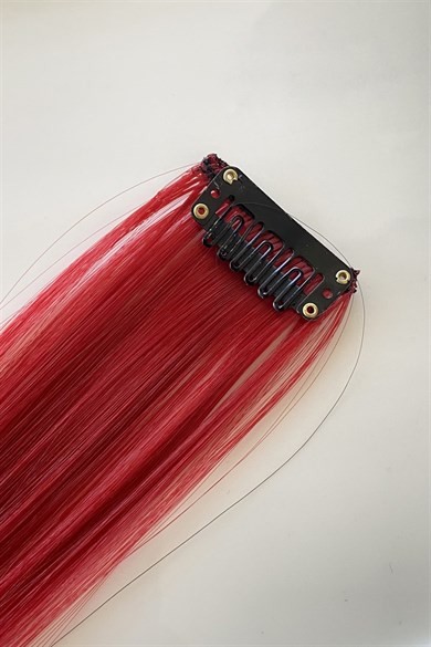 Yan Çıt Çıt Postiş / Bordo Renk / 50 Cm