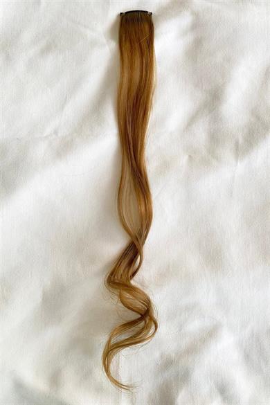 Yan Çıt Çıt Postiş /Kahve Renk Dalgalı / 50 Cm
