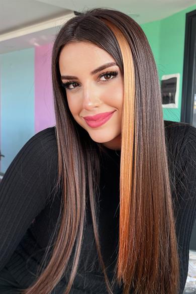 Yan Çıt Çıt Postiş / Kahverengi / 50 Cm