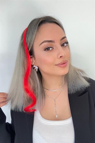 Yan Çıt Çıt Postiş / Kırmızı Dalgalı / 45 Cm