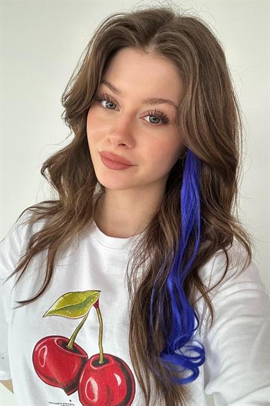 Yan Çıt Çıt Postiş / Lacivert Renk / 50 Cm