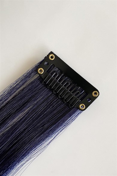 Yan Çıt Çıt Postiş / Lacivert Renk Siyah Ombre/ 50 Cm
