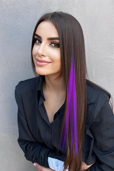 Yan Çıt Çıt Postiş / Mor / 50 Cm