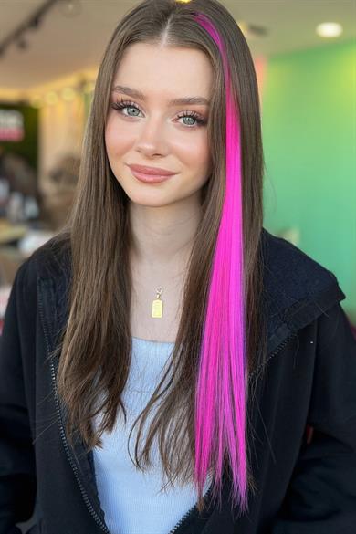 Yan Çıt Çıt Postiş / Pembe Renk / 50 Cm