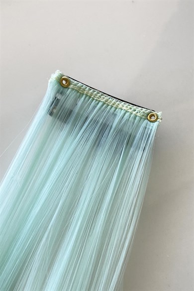 Yan Çıt Çıt Postiş / Su Yeşil Renk / 50 Cm