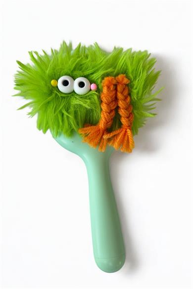 Yeşil Renk Canavar Figürlü Charm Takılabilir Saç Fırçası/Tarak