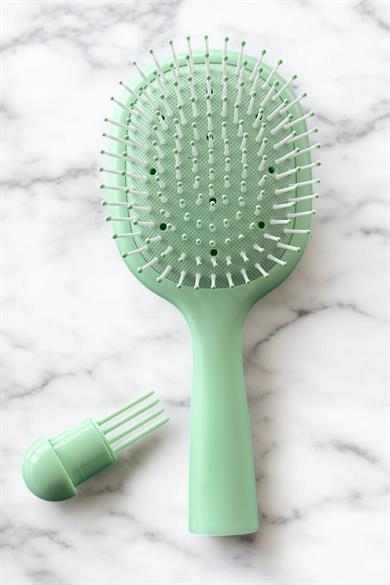 Yeşil Renk Charm Takılabilen Saç Tarama Fırçası/ Tarak