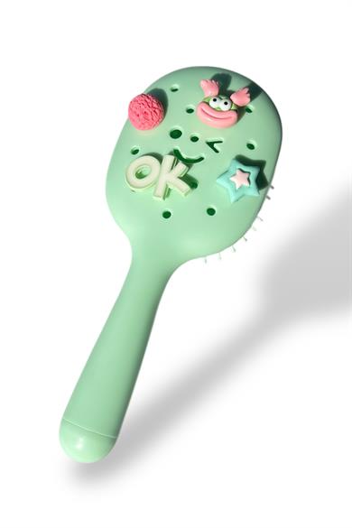 Yeşil Renk Charmlı Saç Tarama Fırçası/ Tarak