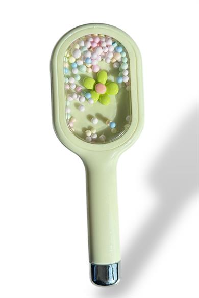 Yeşil Renk Çiçek Detaylı Saç Tarama Fırçası/ Tarak