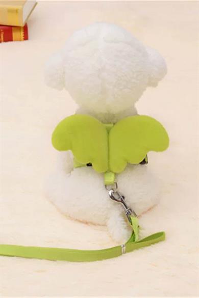 Yeşil Renk Kanat Figürlü Bel Göğüs Ayarlanabilir Kedi/Köpek Tasma