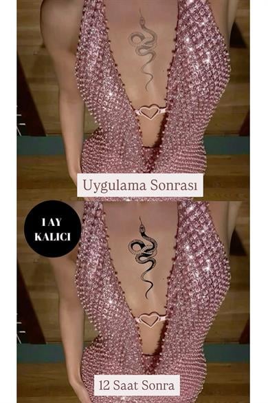 Yılan Figürlü 12 Saat Sonra Kararan Geçici Dövme Tattoo
