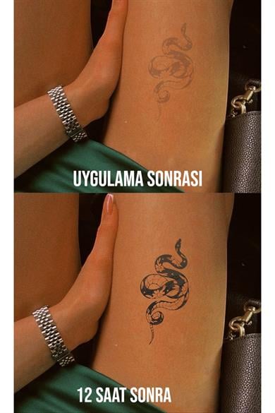 Yılan Figürlü 12 Saat Sonra Kararan Geçici Dövme Tattoo