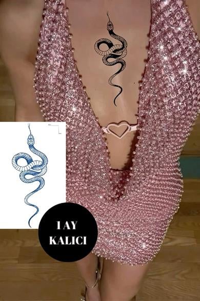 Yılan Figürlü 12 Saat Sonra Kararan Geçici Dövme Tattoo