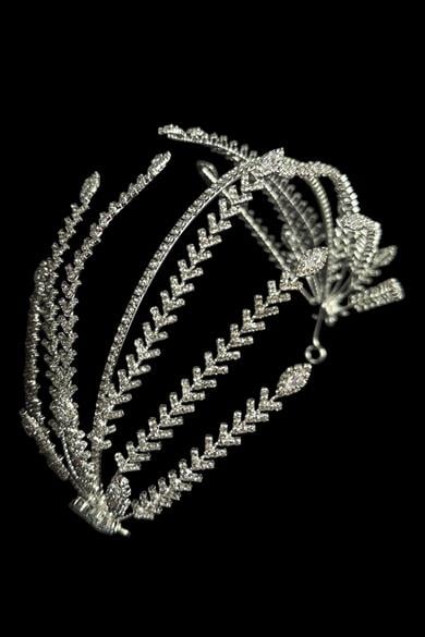 Zirkon Taşlı Gelin/Kına/Nişan/Söz Tasarım Saç Aksesuarı/Taç