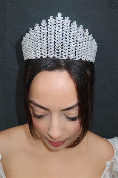 Zirkon Taşlı Gelin/Kına/Nişan/Söz Tasarım Taç