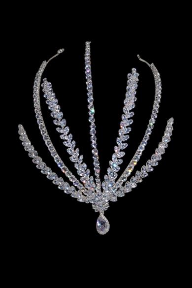 Zirkon Taşlı Gelin/Kına/Nişan/Söz Tasarım Saç Aksesuarı