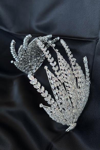 Zirkon Taşlı Gelin/Kına/Nişan/Söz Tasarım Taç