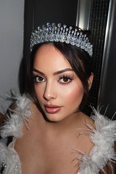 Zirkon Taşlı Gelin/Kına/Nişan/Söz Tasarım Taç