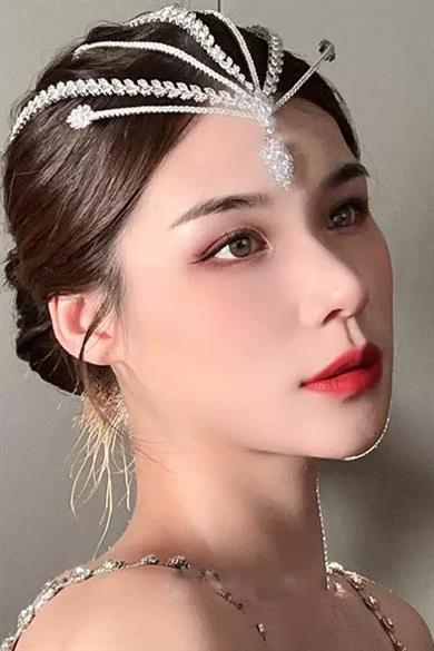 Zirkon Taşlı Gelin/Kına/Nişan/Söz Tasarım Saç Aksesuarı 