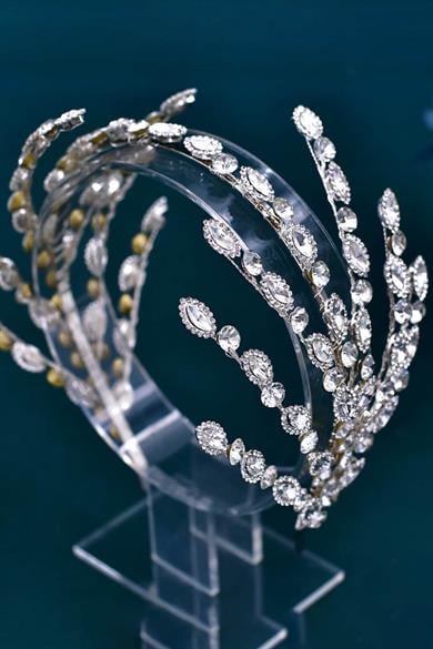 Zirkon Taşlı Gelin/Kına/Nişan/Söz Tasarım Saç Aksesuarı /Taç