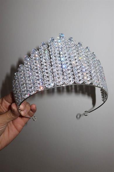 Zirkon Taşlı Gelin/Kına/Nişan/Söz Tasarım Taç