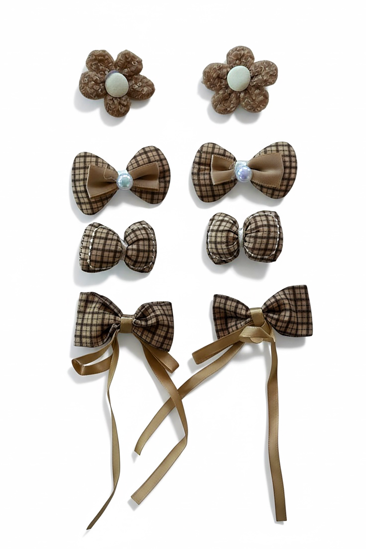 8'li Kahve Renk Karışık Figürlü Yan Toka Set