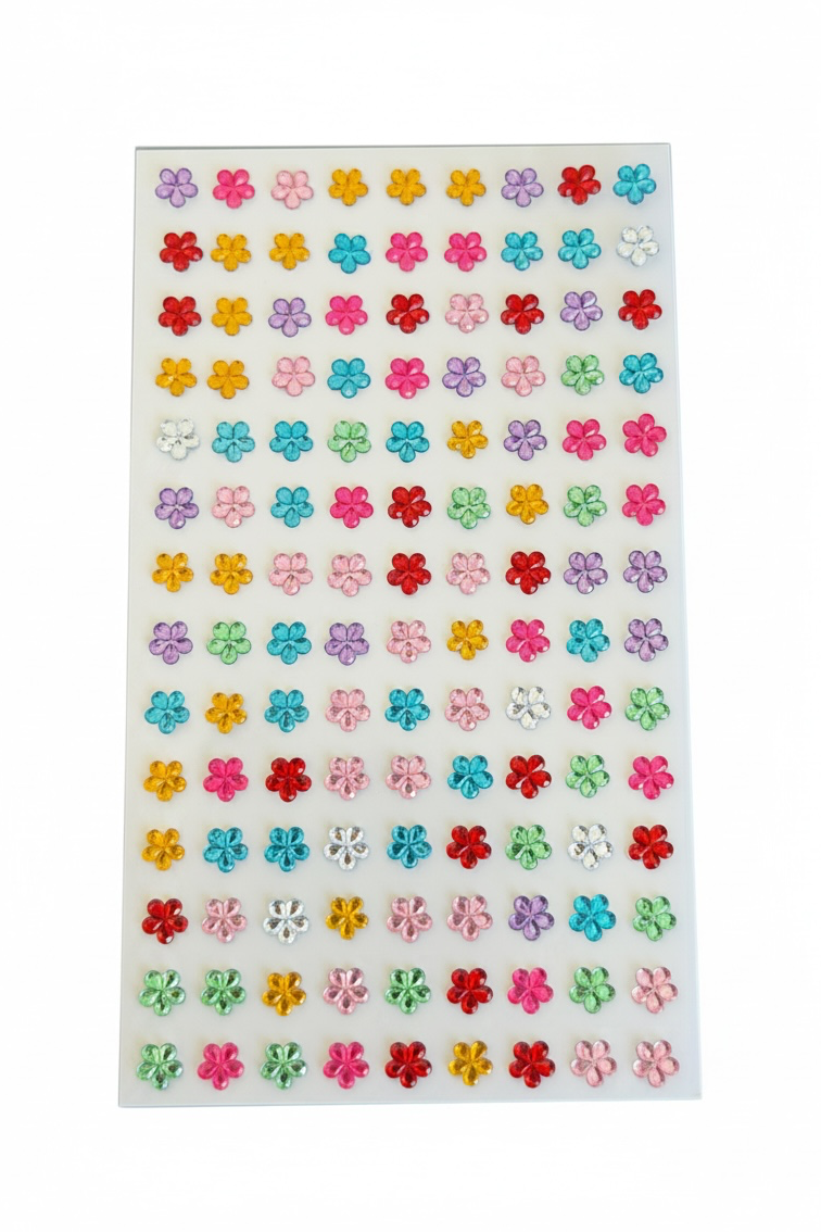 Karışık Renk Çiçek Figürlü Yapışkanlı Taş Sticker 
