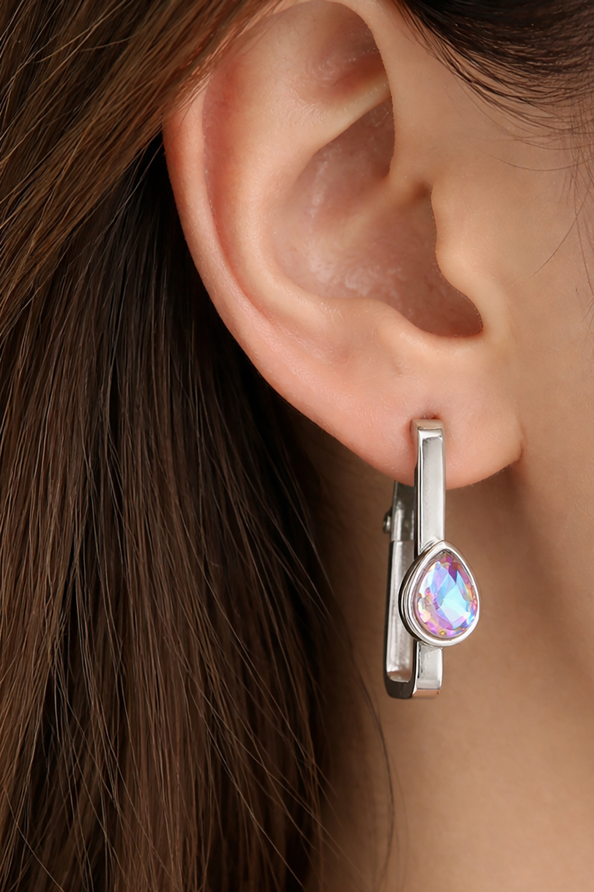 Gümüş Renk Çelik Halka Küpe (Çift)